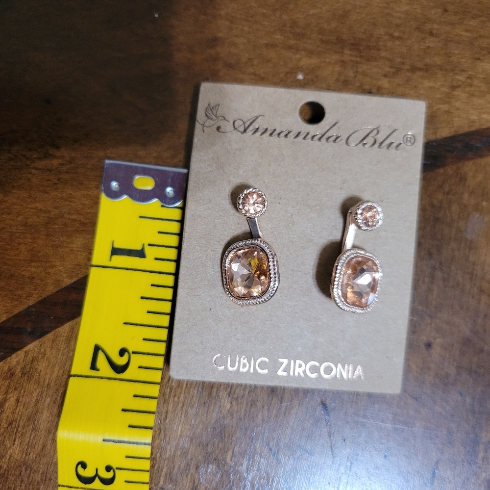 Amanda Lane Pink Cubic Zirconia Earrings